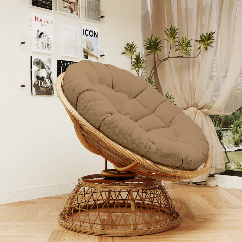 Maysen Swivel Wicker Outdoor Lounge Chair, Tan