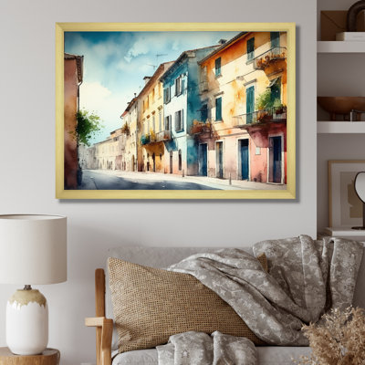 «Blue Town», petite ville en Italie, reproduction d'art sur toile