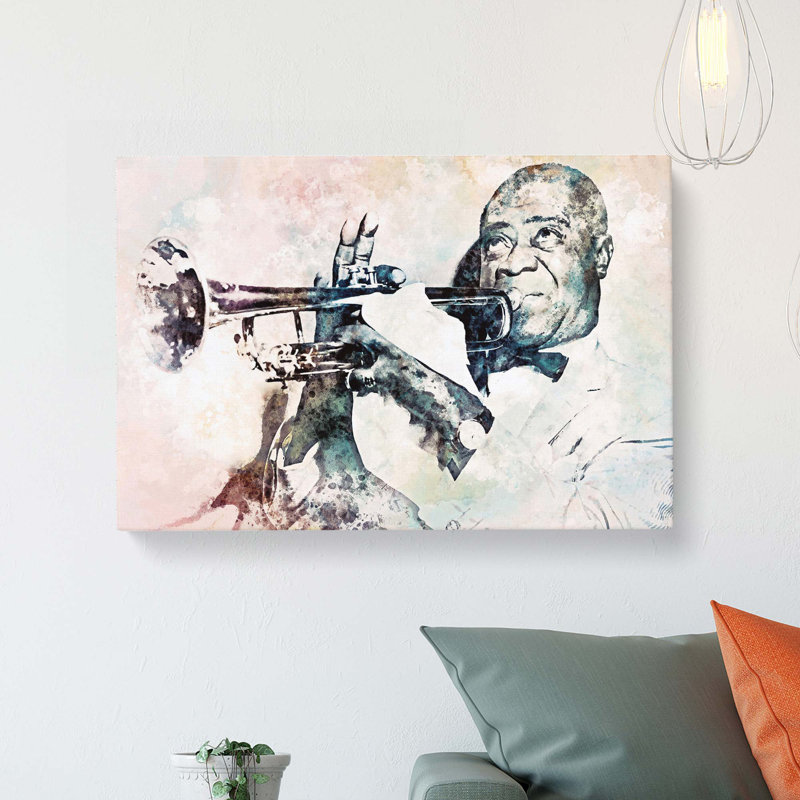 Louis Armstrong In Abstract - Wrapped Canvas, 40cm H x 60cm W x 3cm D