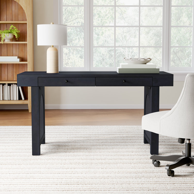 Estero Solid Wood Top Metal Base Writing Desk