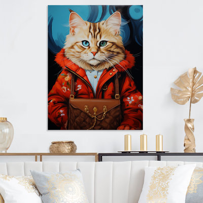 «Brown Cat Fashion Portrait I», décoration murale en métal