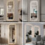 Miroir mural 65 po x 21 po à forme irrégulière à DEL, éclairage à intensité variable 3 couleurs, câblé ou pour miroir de vestibule et de salon