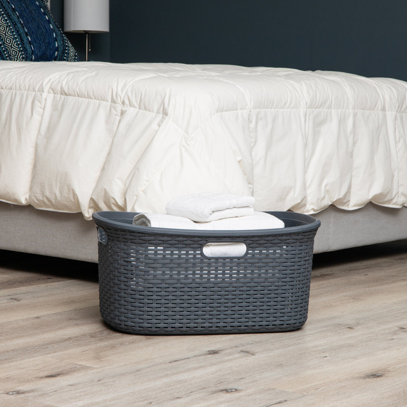  Laundry Basket, 40 Liter Capacity, Cut Out Handles, 23"L x 14.5"W x 11"H, Gray