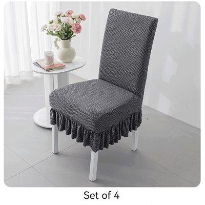 Housse pour chaise de salle à manger en polyester à texture géométrique grise