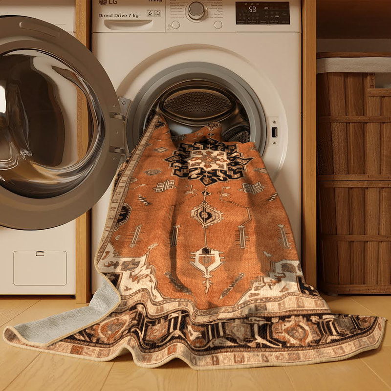 Tapis brun lavable à la machine, Rectangle 5 pi x 7 pi