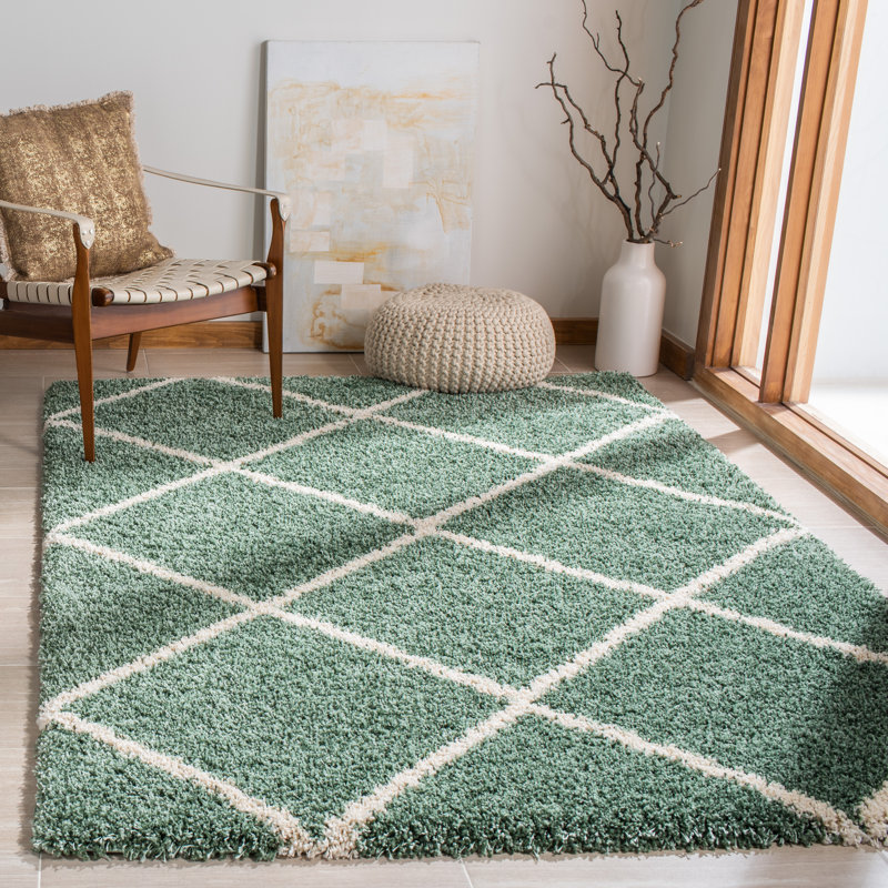 Cotswald Performance Geometric Rug, Rectangle 4' x 6', Ivory/Green