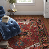 Bratton Machine Woven Oriental Red/Black Area Rug