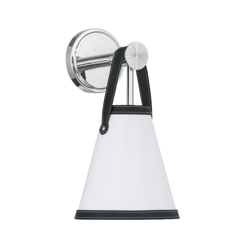 Libby Langdon Arimantas 7.25'' Polished Nickel Sconce, Nickel, White/Black