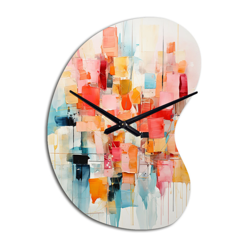 Collage Rhythms I - Boom Shape Abstract Collages 3D Wall Clock, Small