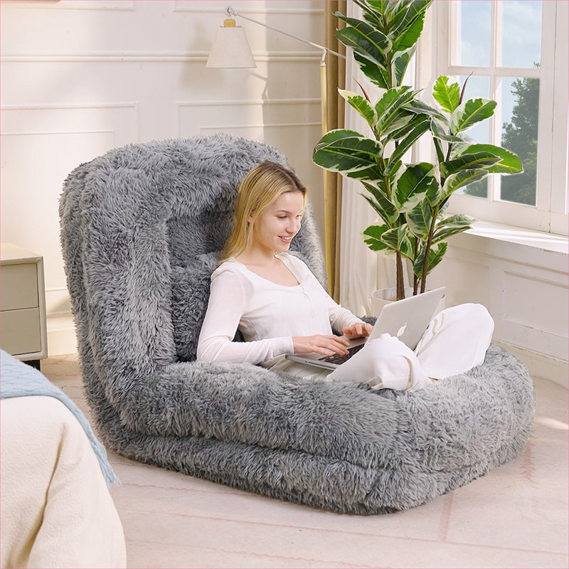 Pour la détente dans la chambre à coucher et le salon, un canapé-sac convertible gris à 2 positions réglable à 5 positions pour jouer et méditer