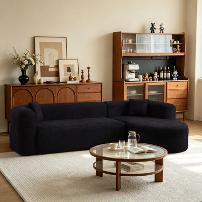 Plush Chenille L-Shaped Sectional Couch with Chaise
