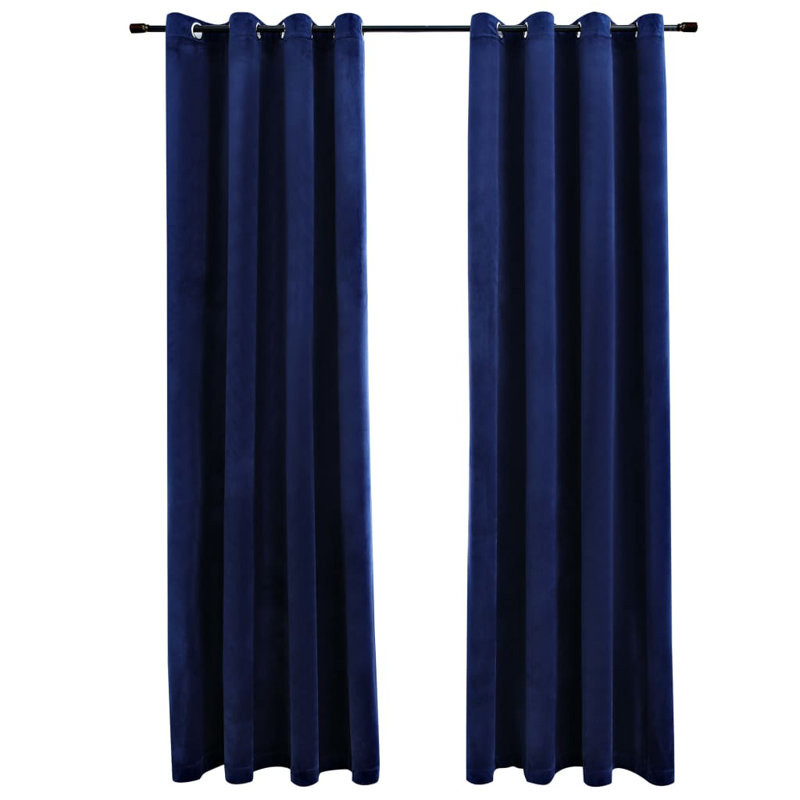 Laurine Blackout Curtain Pair, Dark blue, Width 140 x Drop 175cm