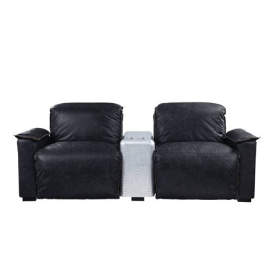 Misezon Black Top Grain Leather & Aluminum Power Motion Recliner (Assembled)