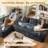 No Assembly Required Compression Packed 3-piece Cloud Modular Upholstered Sectional Sofa With Chaise Lounge Chair-82438250-82421014