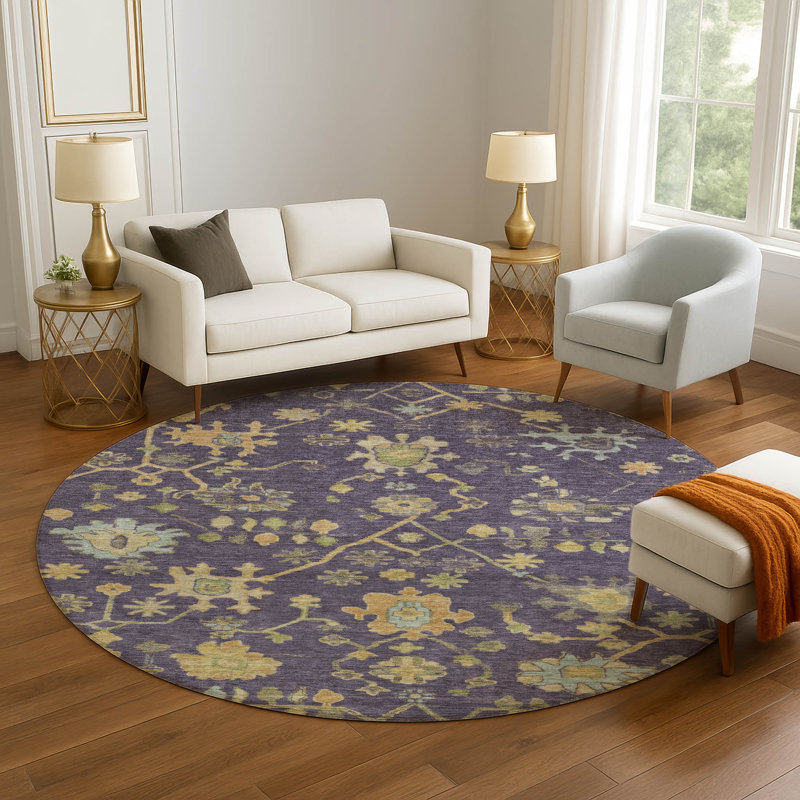Premium Machine Washable Alaina AMF1930 Global Rug, Round 8'