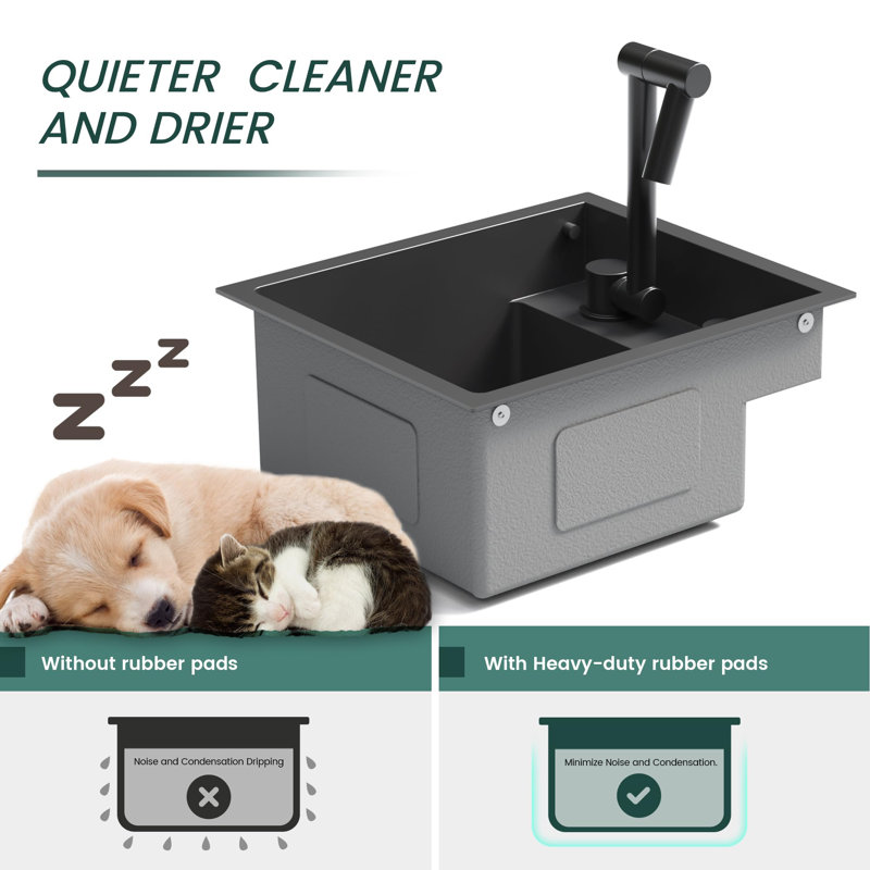 Évier de cuisine pour camping-car, évier de bar encastrable 13 x 15 x 7 po avec planche à découper pliable, Gris foncé