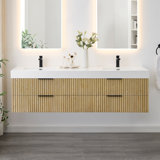 Livia 72" Wall-mounted Double Bathroom Vanity with White Artificial Drop-in Sink without Mirror