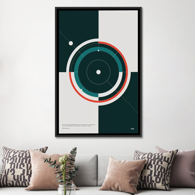 «Orbits» par 2046 Design, impression sur toile tendue, H 26 po x l 18 po x P 1,5 po, Toile avec cadre noir
