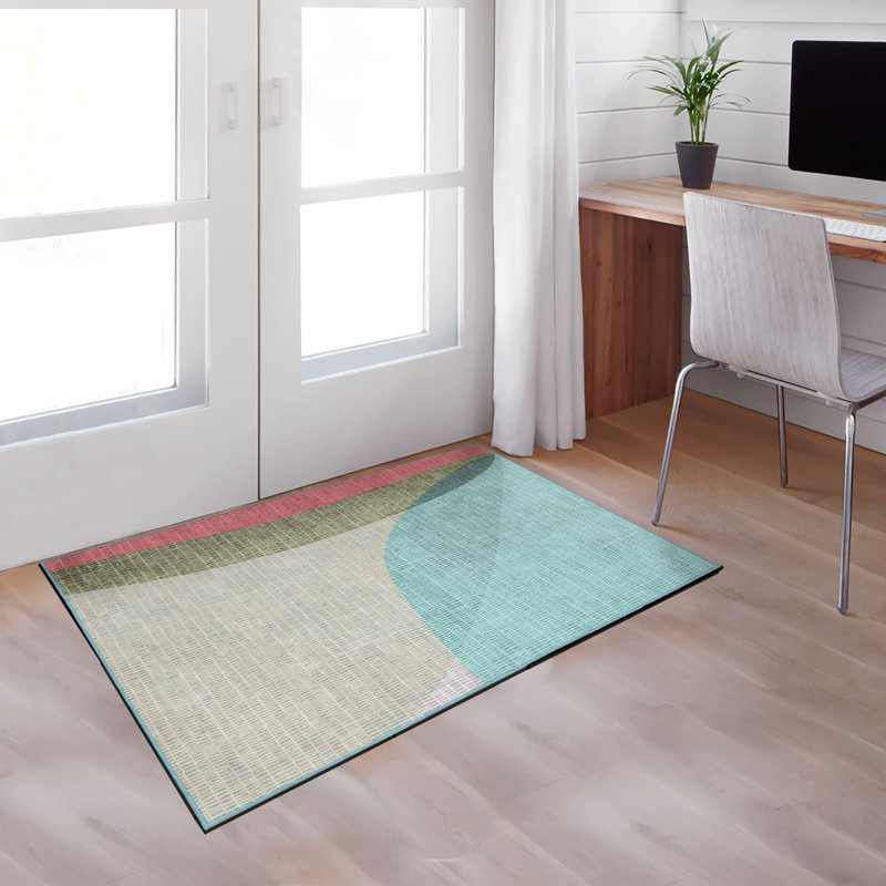 Ensemble de 2 tapis lavables My Magic Carpet Abstract - vert anse (3 pi x 5 pi et 5 pi x 7 pi)