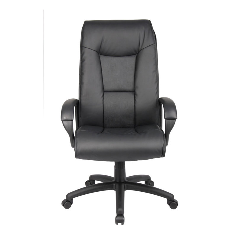 Executive Office Chair With Padded Arms, Faux Leather, Tilt Tension