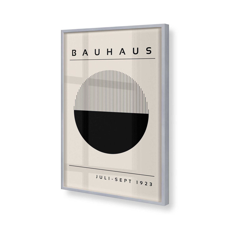 Impression abstraite de Bauhaus, Cadre photo noir simple, H 15 po x l 12 po, Éclipse de géométrie du Bauhaus