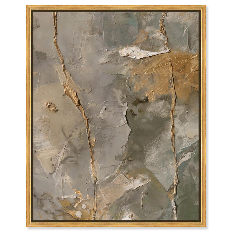 Art textuel abstrait sur toile Gossamer, H 21 po x l 17 po, Cadre doré