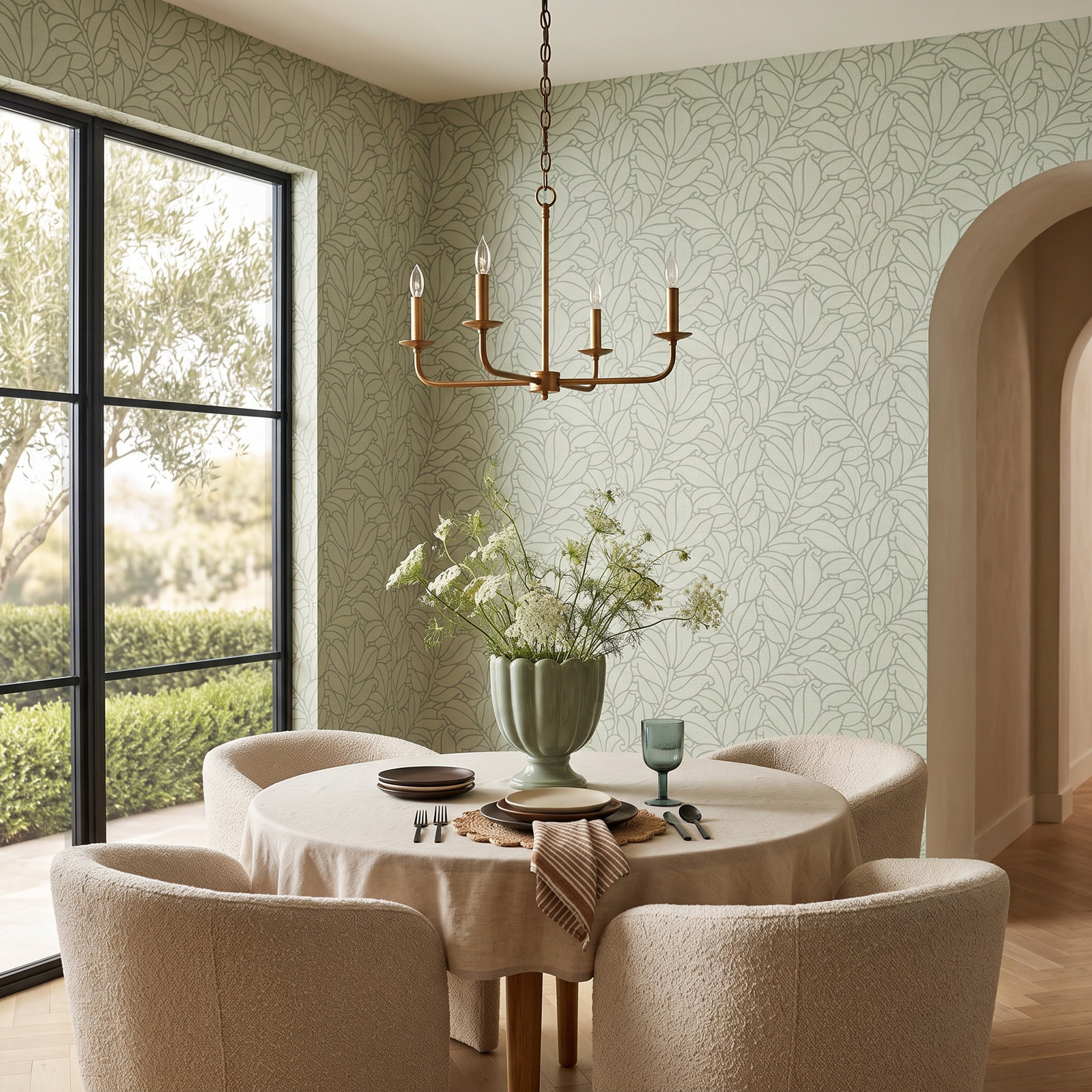 Lua Modern Floral Wallpaper, Green