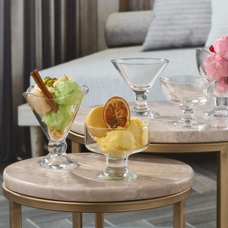Weleetka Footed Glass Ice Cream Dessert Bowls