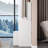 37" Middle Left Bedside Cabinet Vanity Table + Cushioned Stool, Extra Large Right Sliding Mirror-114233253