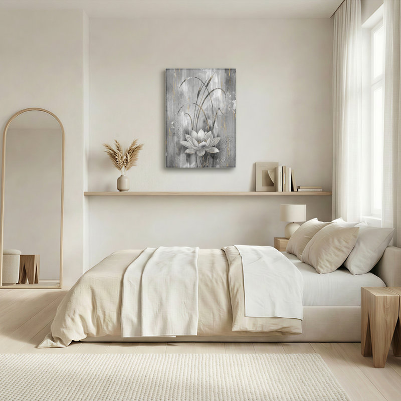 Fleur de lotus, reproduction d'art sur toile, ensemble de 1, 40"H x 28"W, Wrapped Canvas