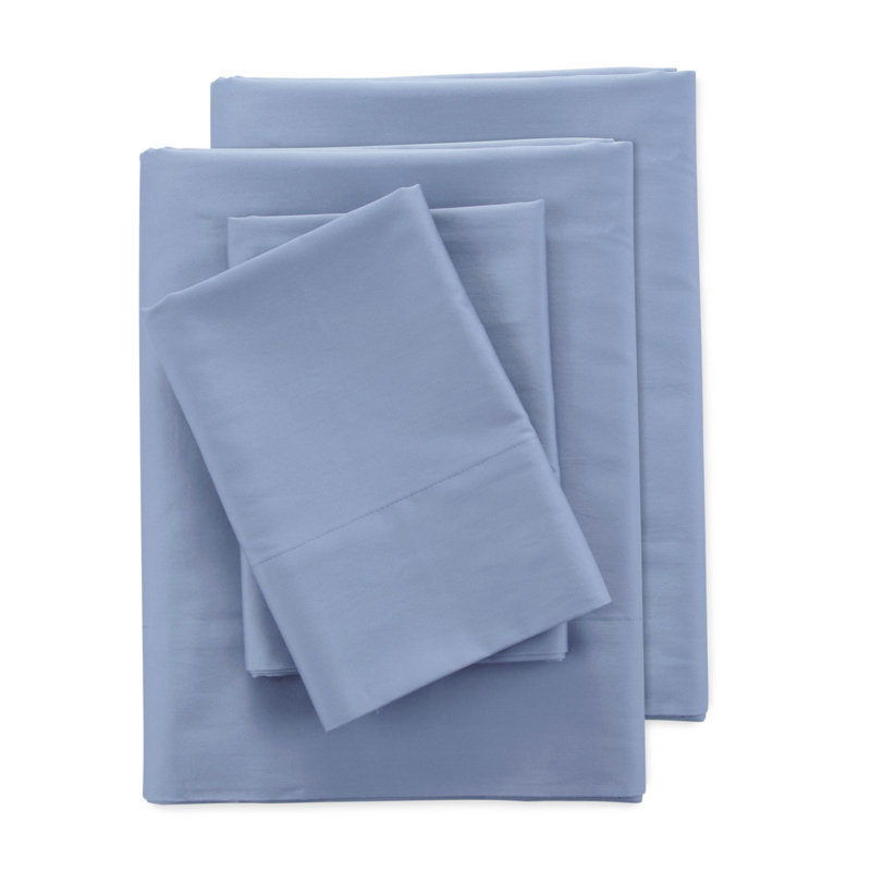 Clean Design Home 400 Thread Count Satin Anti-Allergen Sheet Set, Twin Sheet Set with 1 Pillowcase, Slate Blue