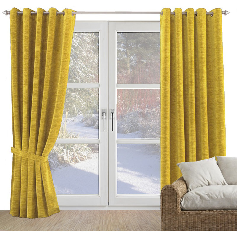 Gracierose Synthetic Eyelet Single Curtain Panel, opaque, 245cm Width x 132cm Drop, Yellow