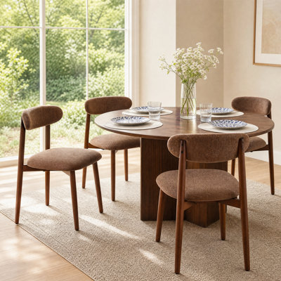 Ensemble de chaises de salle à manger rembourrées Modern 4 pièces avec dossier incurvé et structure en bois massif
