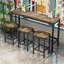 Ensemble de table de salle à manger long avec 3 tabourets, facile à assembler, naturel