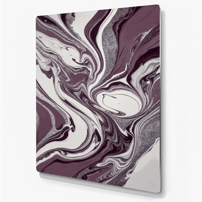 Abstrait art fluide 94, art mural en métal brun, H 24 po x l 36 po