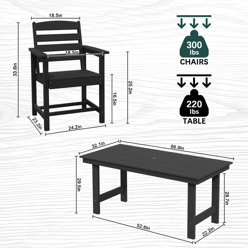 Ensemble de salle à manger noir 7 pièces Ramessu