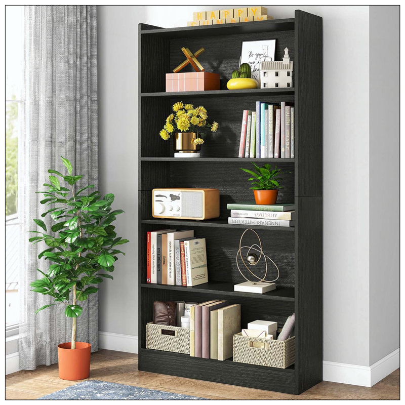 Bibliothèque de rangement moderne à 6 niveaux, (6 tablettes) H 70,87 po x l 11,81 po x P 35,43 po