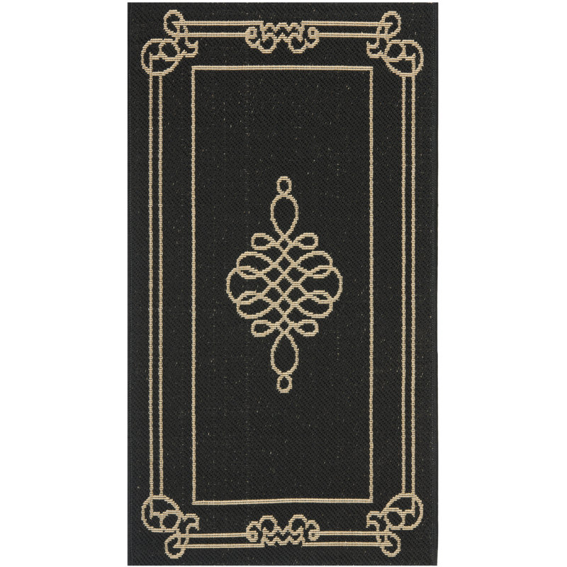Tapis d'intérieur / extérieur Cherene, Rectangle 2 pi 3 po x 5 pi, Black/Cream