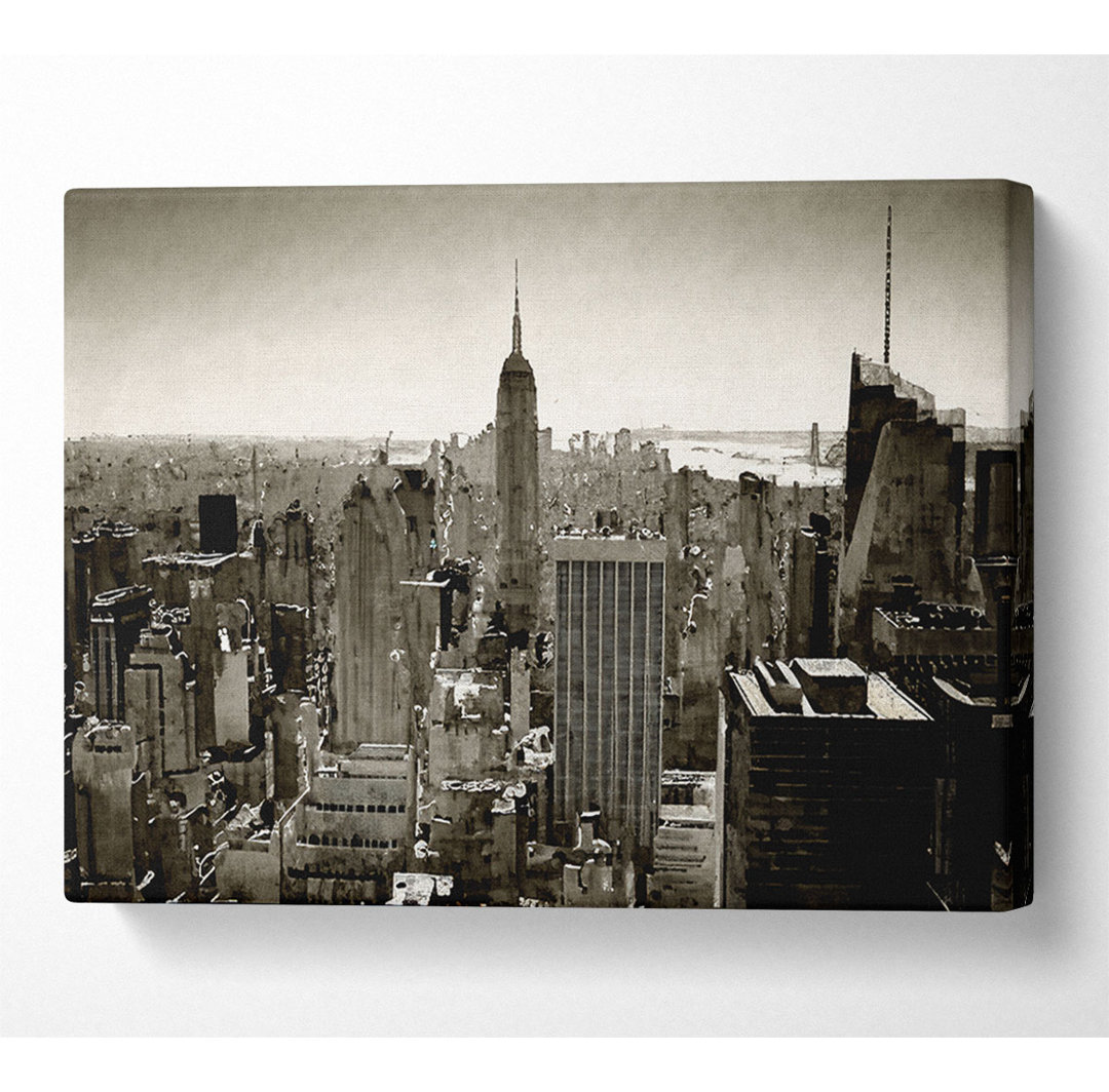 Kunstdruck New Yorker Dächer Sepia