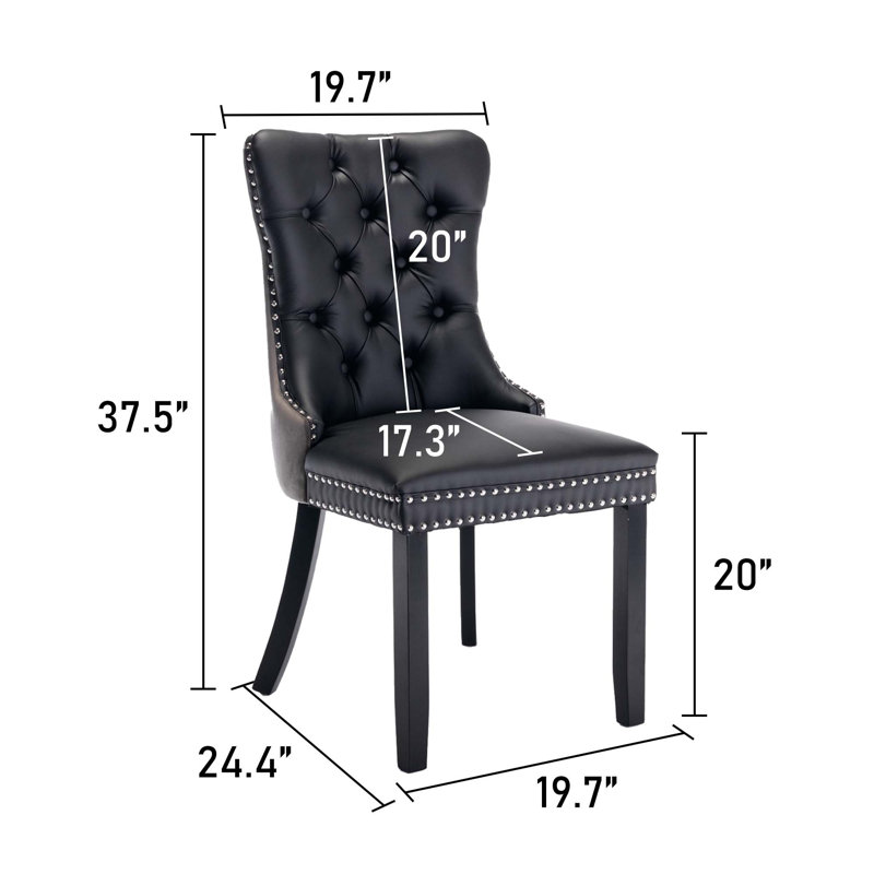 Esdert 20'' H Tufted Upholstered Side Chair, Black/Gray