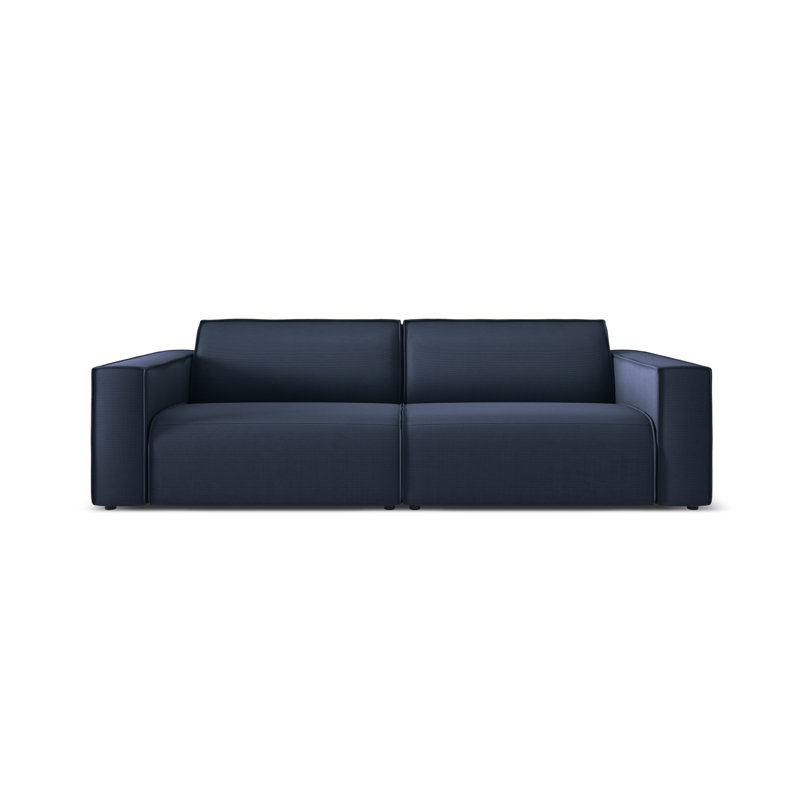 220cm Wide Wood Patio Sofa with Cushions, Dark Blue