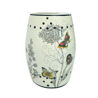Flower and bird ceramic stool