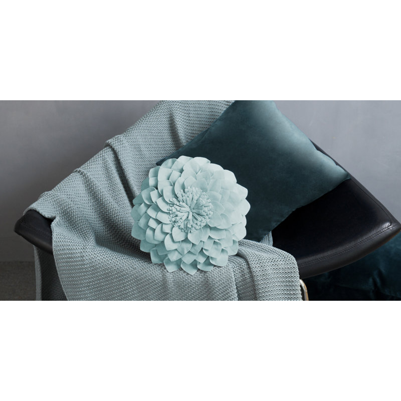  Housse de coussin décoratif à motif floral 3D, Bleu ciel, 12 po x 12 po
