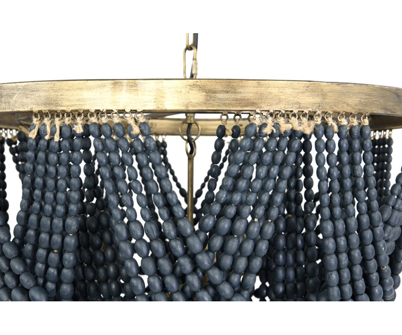 2-Tier Draped Wood Bead Chandelier, Blue