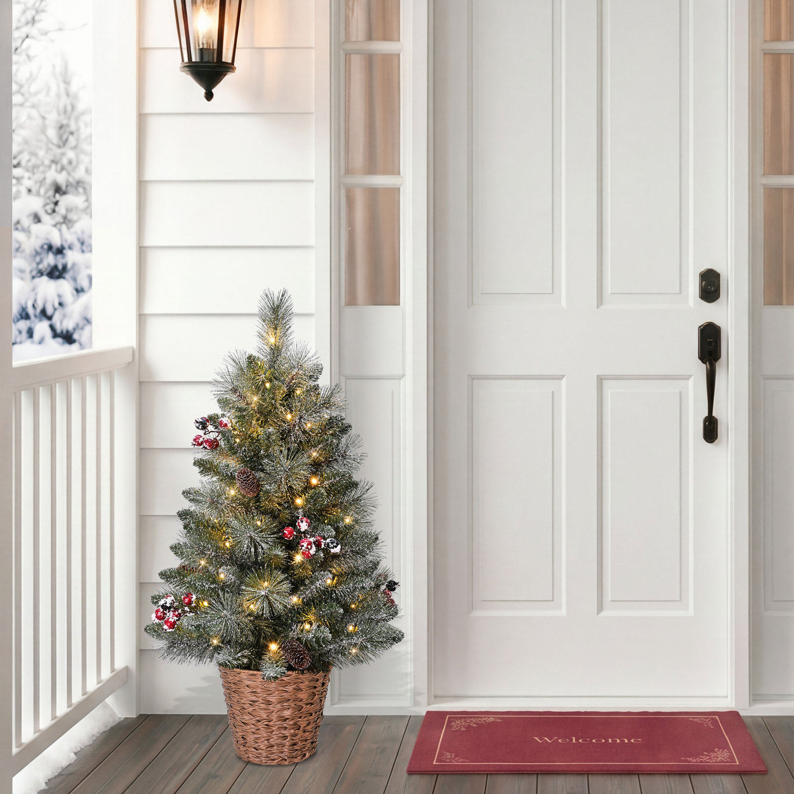 White 3' Pre-Lit Pine Tree