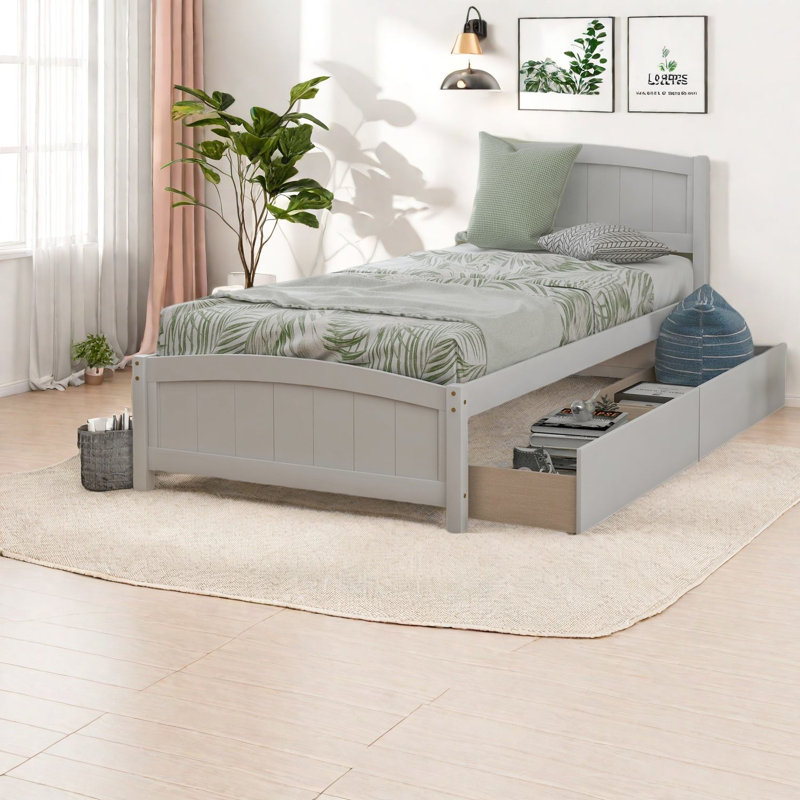 Lits en bois peu encombrants avec rangement, conception moderne simple pour la maison