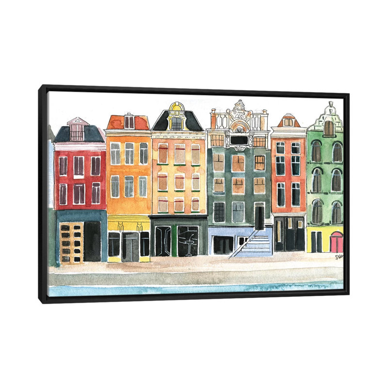 « amsterdam », impression sur toile, H 18 po x l 26 po x P 1,5 po, Toile avec cadre noir, Pas de tapis
