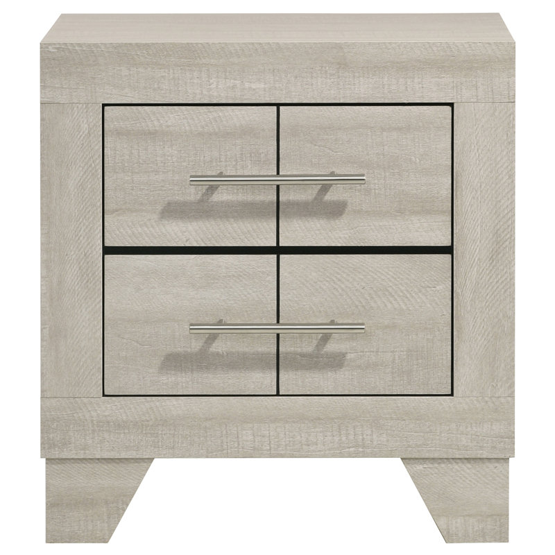 Hunsaker 2-drawer Nightstand Bedside Table Rustic Cream
