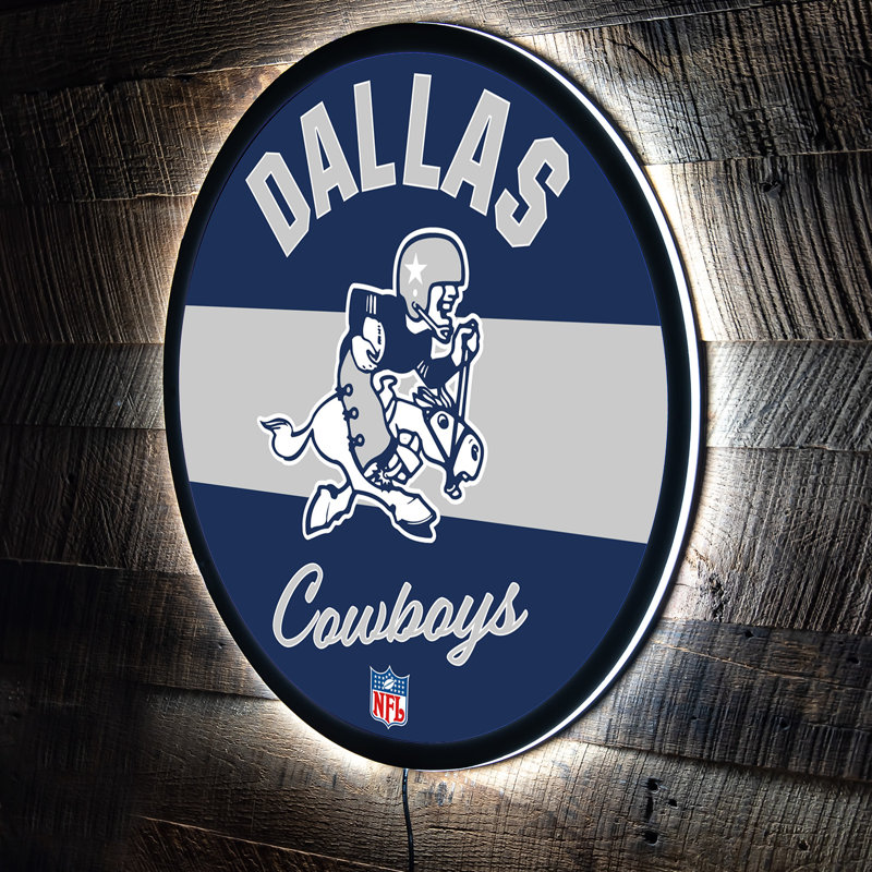 NFL Vintage LED 23" Round Lighted Wall Sign, NFL Dallas Cowboys