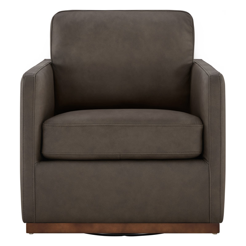 Ensemble de 2 fauteuils pivotants rembourrés Bobbi, Chocolat, Muscade